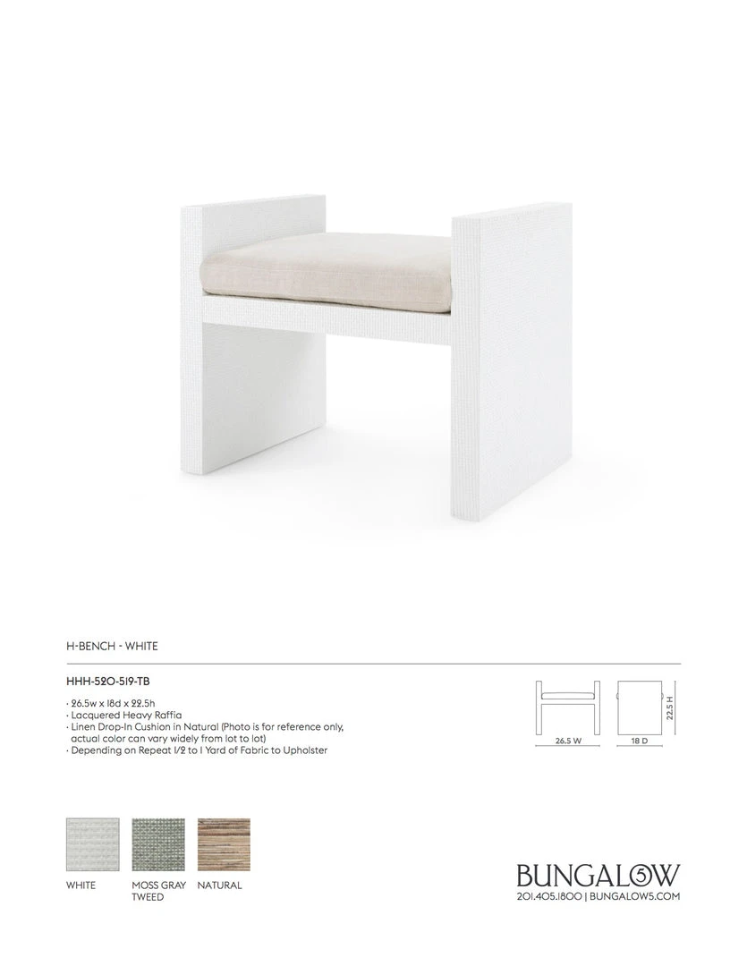 Bungalow 5 H-Bench White 5 Bungalow 5 H-Bench White