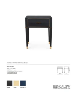 Bungalow 5 New Arrivals Hunter 2 Drawer Side Table Black 12 Bungalow 5 New Arrivals Hunter 2 Drawer Side Table Black