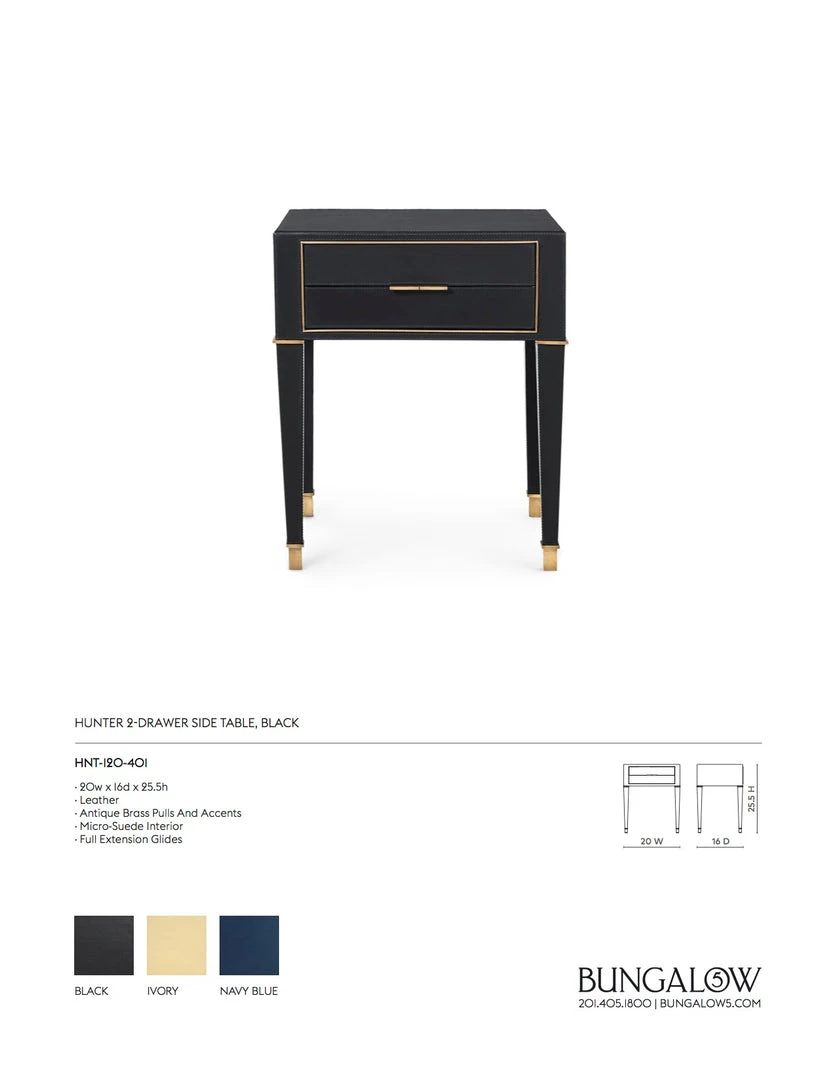 Bungalow 5 New Arrivals Hunter 2 Drawer Side Table Black 4 Bungalow 5 New Arrivals Hunter 2 Drawer Side Table Black