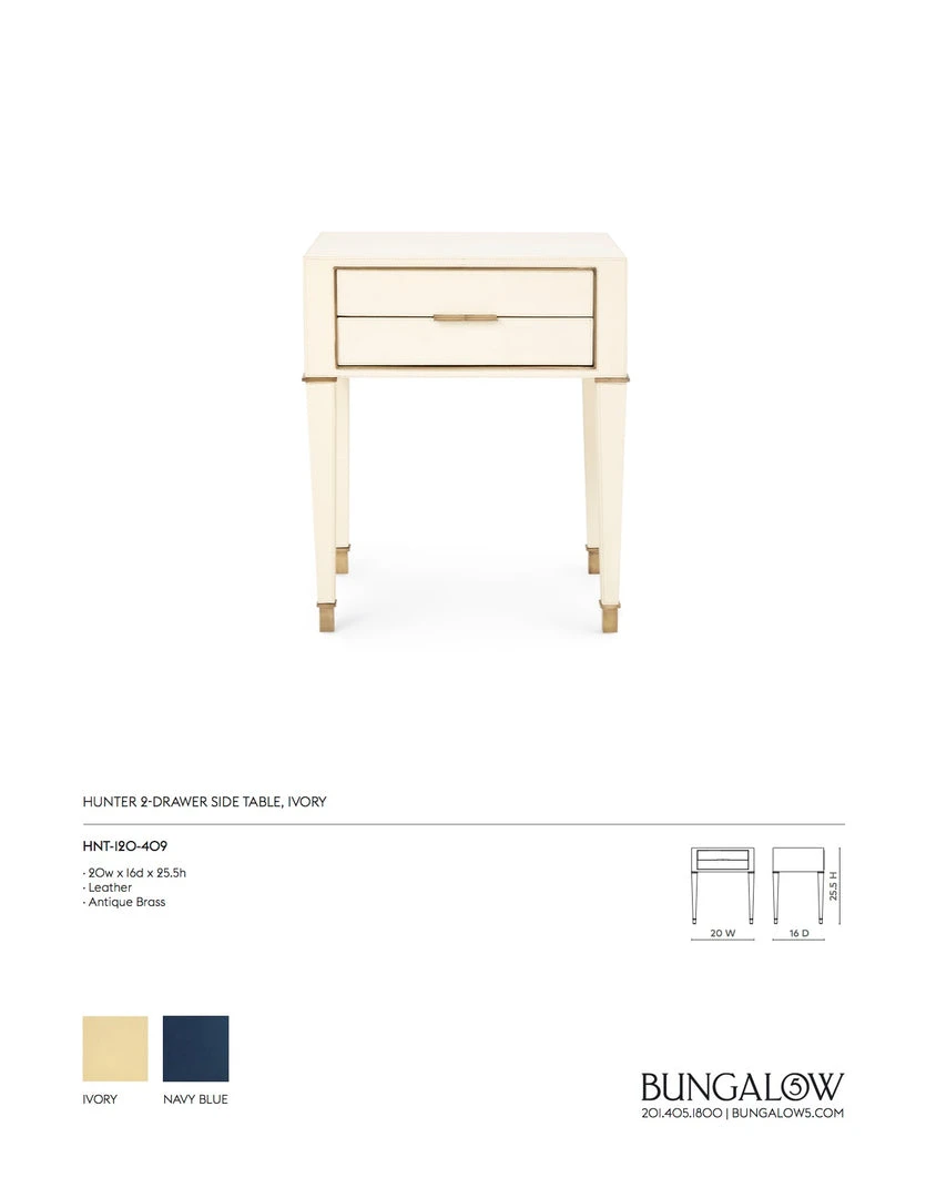 Bungalow 5 Hunter 2 Drawer Side Table Ivory New Arrivals 5 Bungalow 5 Hunter 2 Drawer Side Table Ivory New Arrivals