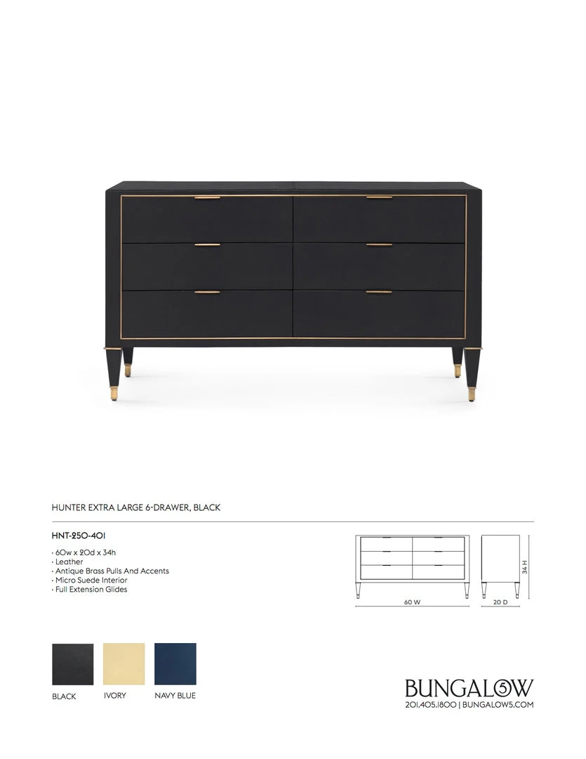 Bungalow 5 Hunter Extra Large 6 Drawer Chest Black New Arrivals 4 Bungalow 5 Hunter Extra Large 6 Drawer Chest Black New Arrivals