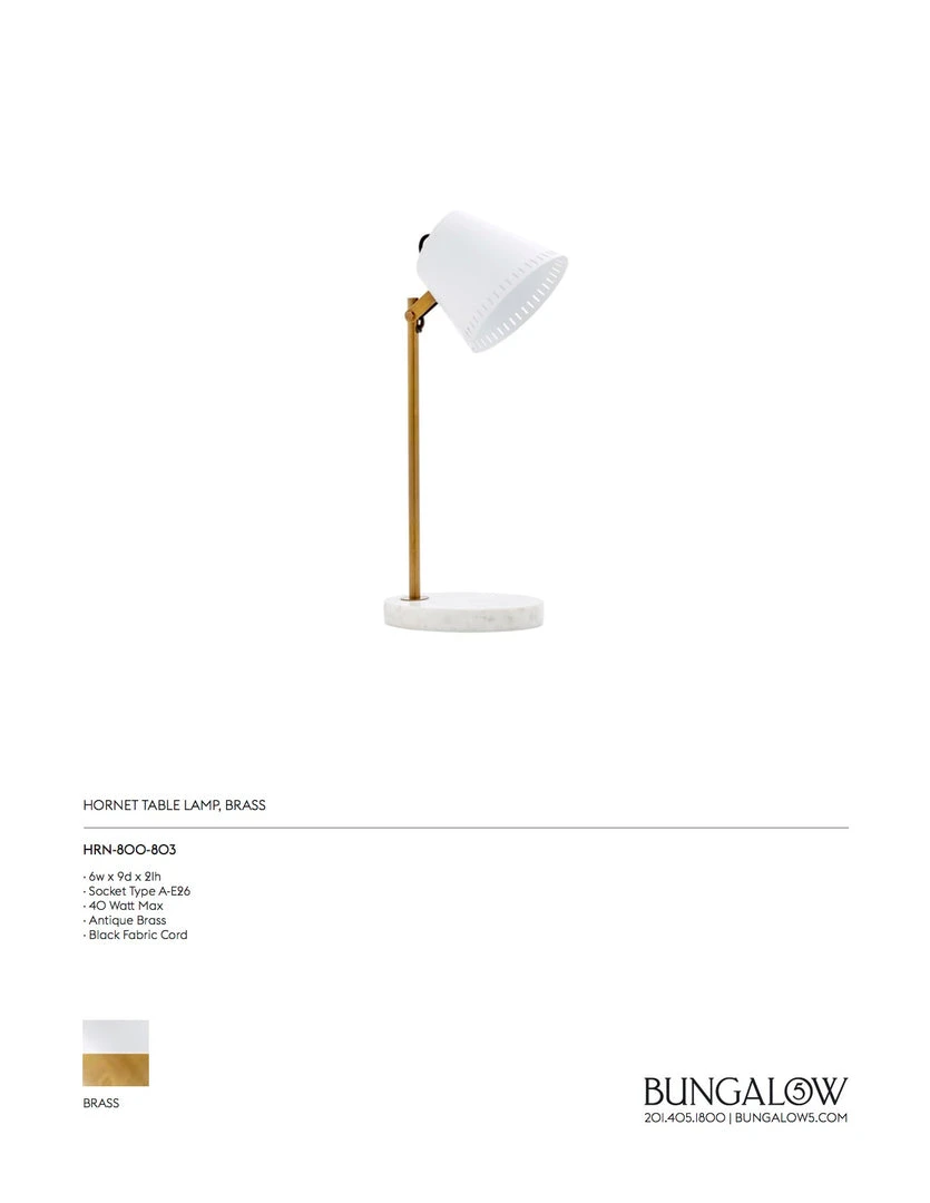Bungalow 5 New Arrivals Hornet Table Lamp Brass 4 Bungalow 5 New Arrivals Hornet Table Lamp Brass