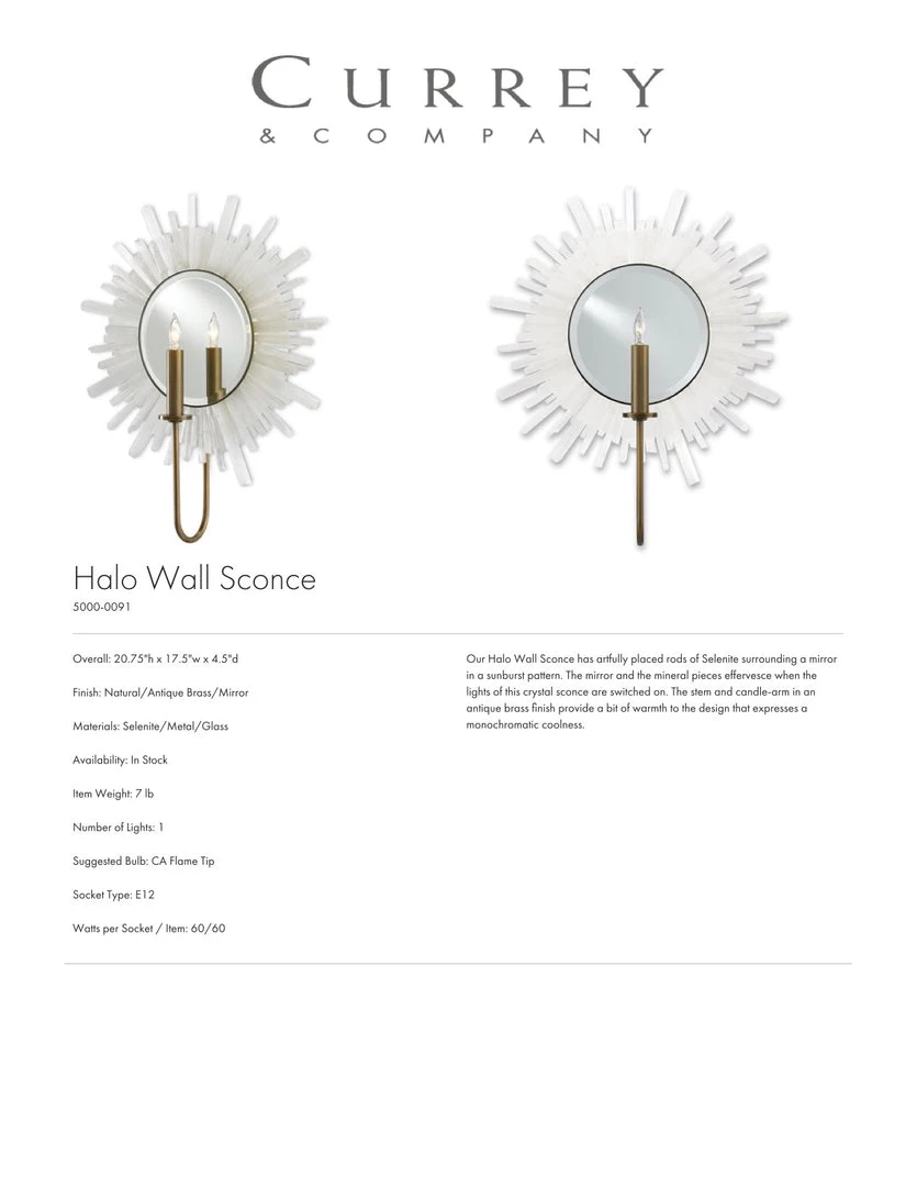 Currey And Company New Arrivals Halo Wall Sconce 4 Currey And Company New Arrivals Halo Wall Sconce