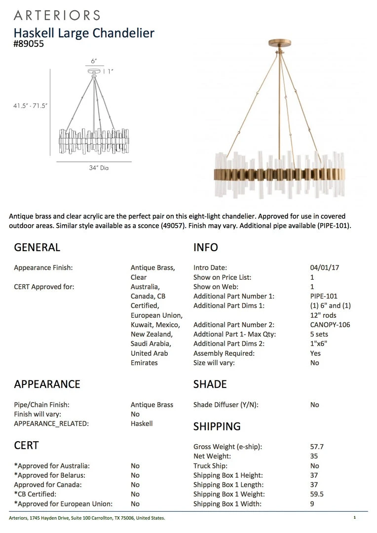 Arteriors Home Haskell Large Chandelier 6 Arteriors Home Haskell Large Chandelier