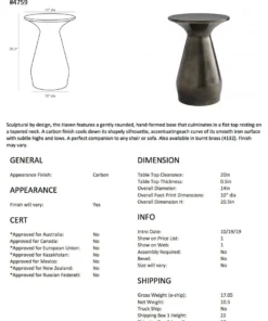 Arteriors Home New Arrivals Haven Accent Table Carbon