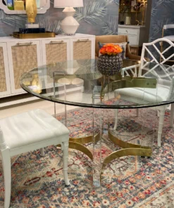 Worlds Away Hendrix Acrylic Dining Table Antique Brass