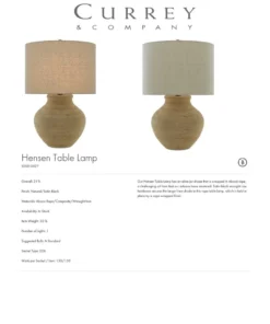 Currey And Company New Arrivals Hensen Table Lamp