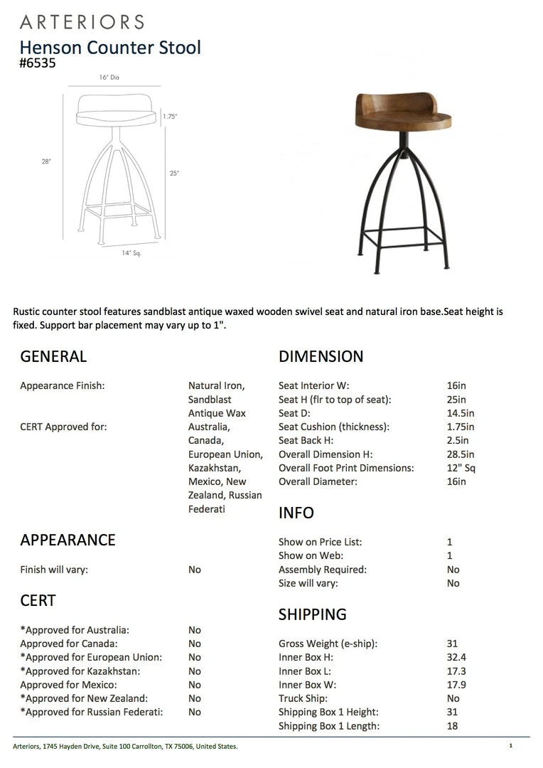 Arteriors Home New Arrivals Henson Counter Stool 5 Arteriors Home New Arrivals Henson Counter Stool