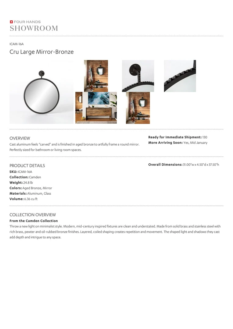 Four Hands Cru Large Mirror Aged Bronze 5 Four Hands Cru Large Mirror Aged Bronze