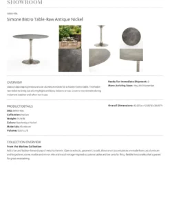 Four Hands Simone Bistro Table Raw Antique Nickel New Arrivals 9 Four Hands Simone Bistro Table Raw Antique Nickel New Arrivals