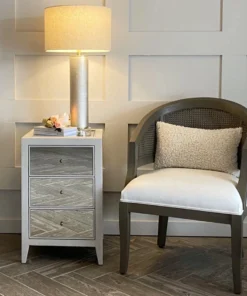 Made Goods Mia Single Nightstand French Gray Vintage Faux Shagreen New Arrivals