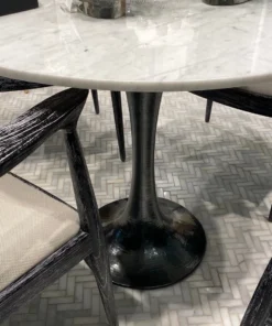 Bungalow 5 Stockholm Round Dining Table Bronze And White Marble