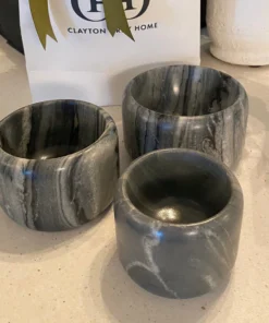 Blue Pheasant New Arrivals Mavis Gray Marble Small Serving Bowls Set Of 3
