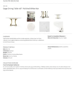 Four Hands New Arrivals Gage Dining Table Polished White Marble 13 Four Hands New Arrivals Gage Dining Table Polished White Marble
