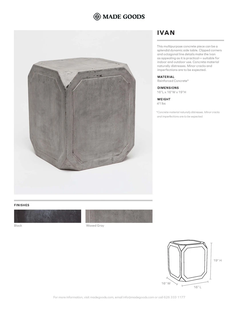 Made Goods Ivan Side Table Waxed Gray Concrete 3 Made Goods Ivan Side Table Waxed Gray Concrete