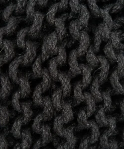 Four Hands Jute Knit Pouf Black New Arrivals