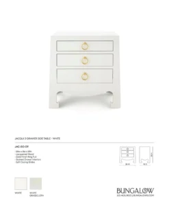 Bungalow 5 Jacqui 3 Drawer Side Table White New Arrivals 17 Bungalow 5 Jacqui 3 Drawer Side Table White New Arrivals