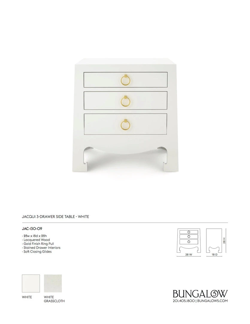 Bungalow 5 Jacqui 3 Drawer Side Table White New Arrivals 4 Bungalow 5 Jacqui 3 Drawer Side Table White New Arrivals