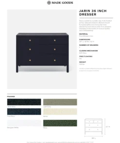 Made Goods Jarin 36" Dresser True Navy Faux Belgian Linen 5 Made Goods Jarin 36