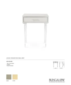 Bungalow 5 New Arrivals Jolene 1 Drawer Side Table Gray 11 Bungalow 5 New Arrivals Jolene 1 Drawer Side Table Gray