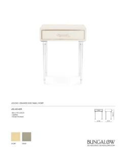Bungalow 5 New Arrivals Jolene 1 Drawer Side Table Ivory 11 Bungalow 5 New Arrivals Jolene 1 Drawer Side Table Ivory