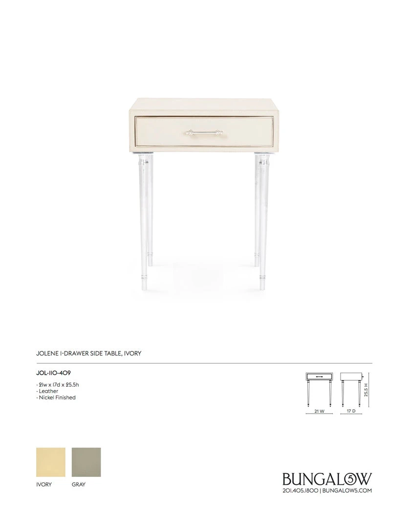 Bungalow 5 New Arrivals Jolene 1 Drawer Side Table Ivory 4 Bungalow 5 New Arrivals Jolene 1 Drawer Side Table Ivory