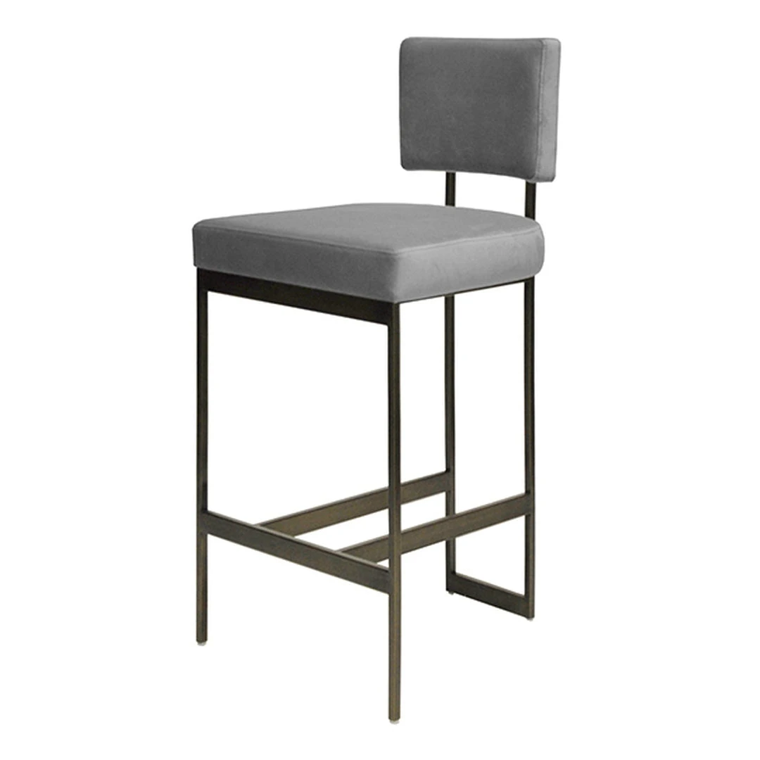 Worlds Away New Arrivals Jones Bar Stool Gray Velvet And Bronze 1 Worlds Away New Arrivals Jones Bar Stool Gray Velvet And Bronze