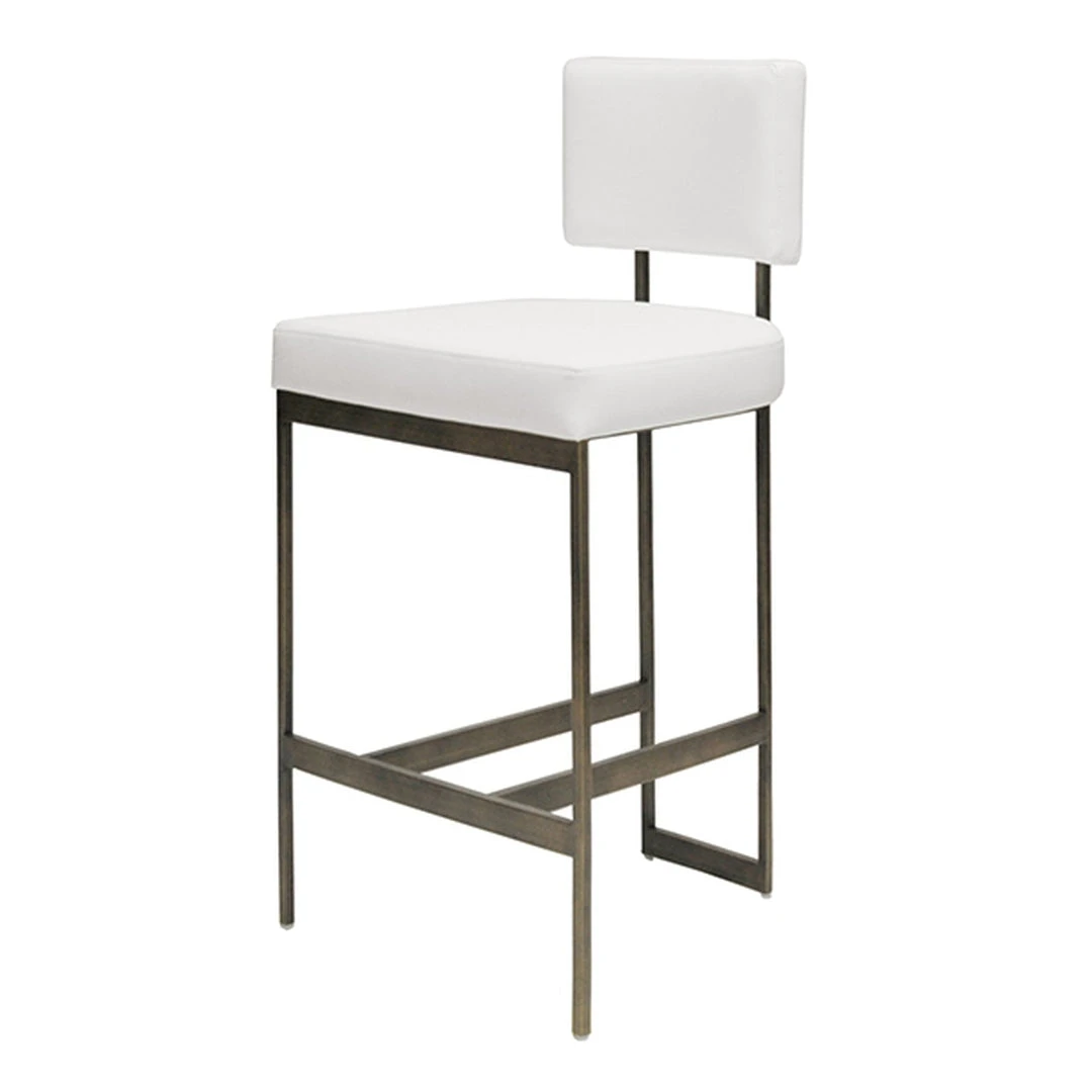 Worlds Away New Arrivals Jones Bar Stool White Vinyl And Bronze 1 Worlds Away New Arrivals Jones Bar Stool White Vinyl And Bronze