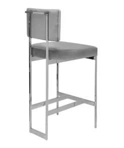 Worlds Away New Arrivals Jones Bar Stool Gray Velvet And Nickel