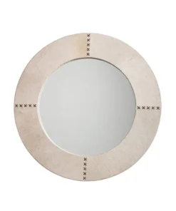 Jamie Young Cross Stitch Round Mirror White Hide