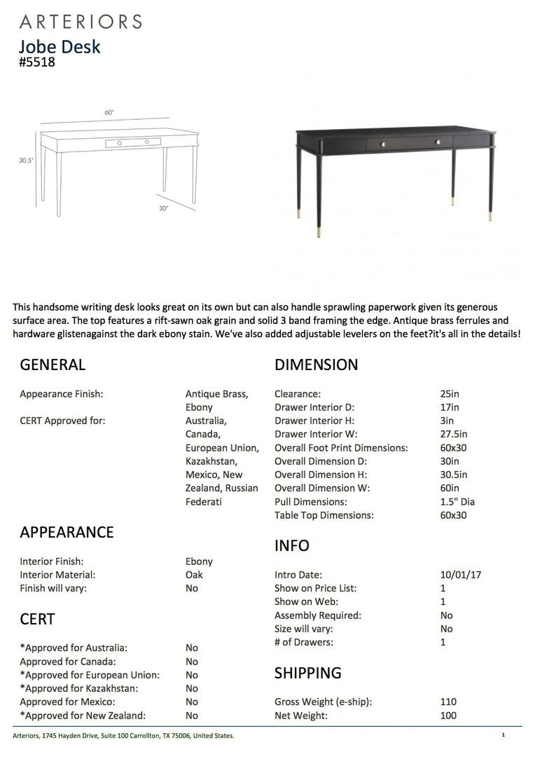 Arteriors Home Jobe Desk 5 Arteriors Home Jobe Desk