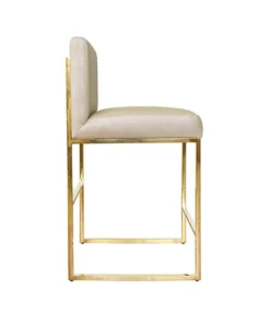 Worlds Away New Arrivals Kingston Beige Counter Stool Brass