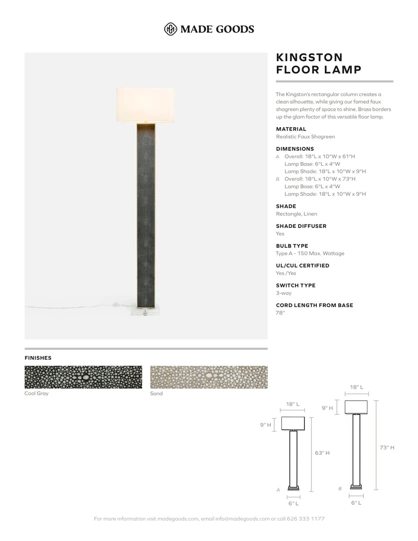Made Goods Kingston Floor Lamp Sand Faux Shagreen 3 Made Goods Kingston Floor Lamp Sand Faux Shagreen