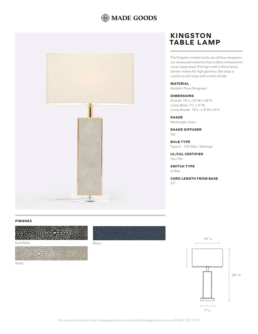 Made Goods New Arrivals Kingston Table Lamp Sand Faux Shagreen 4 Made Goods New Arrivals Kingston Table Lamp Sand Faux Shagreen