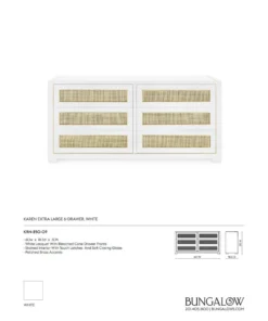 Bungalow 5 Karen Extra Large 6 Drawer Dresser White New Arrivals