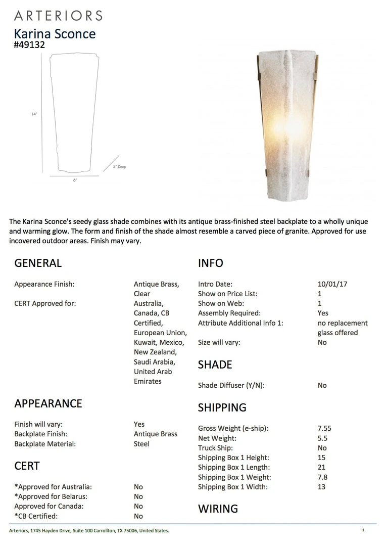 Arteriors Home Karina Sconce New Arrivals 4 Arteriors Home Karina Sconce New Arrivals