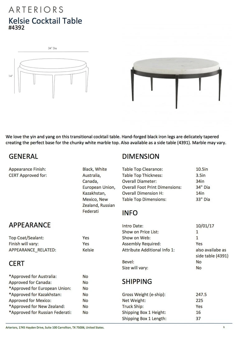 Arteriors Home Kelsie Cocktail Table New Arrivals 6 Arteriors Home Kelsie Cocktail Table New Arrivals