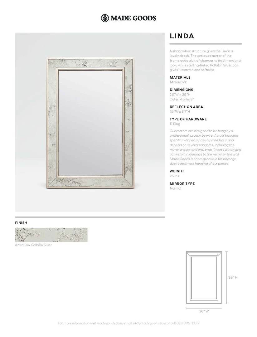 Made Goods New Arrivals Linda Wall Mirror Silver Leaf 3 Made Goods New Arrivals Linda Wall Mirror Silver Leaf