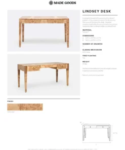 Made Goods New Arrivals Lindsey Desk Large Olive Ash Veneer