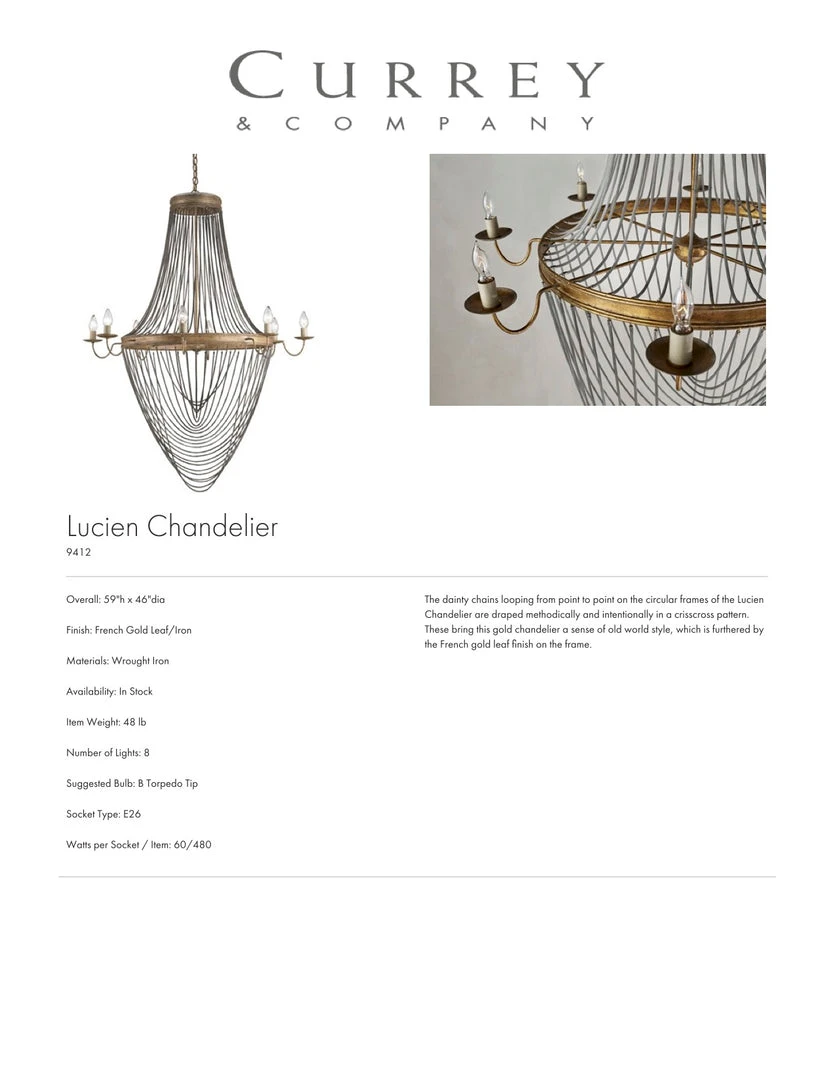 Currey And Company Lucien Chandelier Large 5 Currey And Company Lucien Chandelier Large