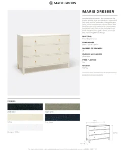 Made Goods Maris Dresser Designer White Faux Belgian Linen New Arrivals