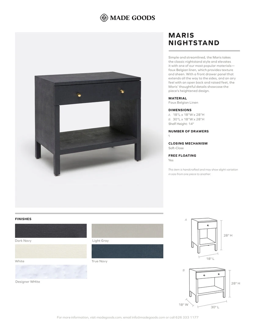 Made Goods New Arrivals Maris Single Nightstand True Navy Faux Belgian Linen 3 Made Goods New Arrivals Maris Single Nightstand True Navy Faux Belgian Linen
