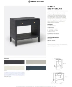 Made Goods Maris Double Nightstand Light Grey Faux Belgian Linen