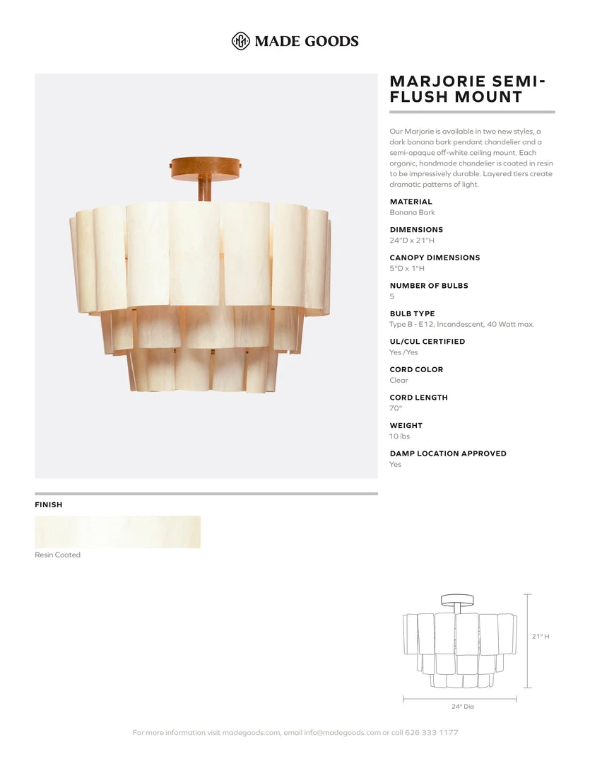 Made Goods Marjorie Semi Flush Mount Resin Coated Banana Bark New Arrivals 4 Made Goods Marjorie Semi Flush Mount Resin Coated Banana Bark New Arrivals