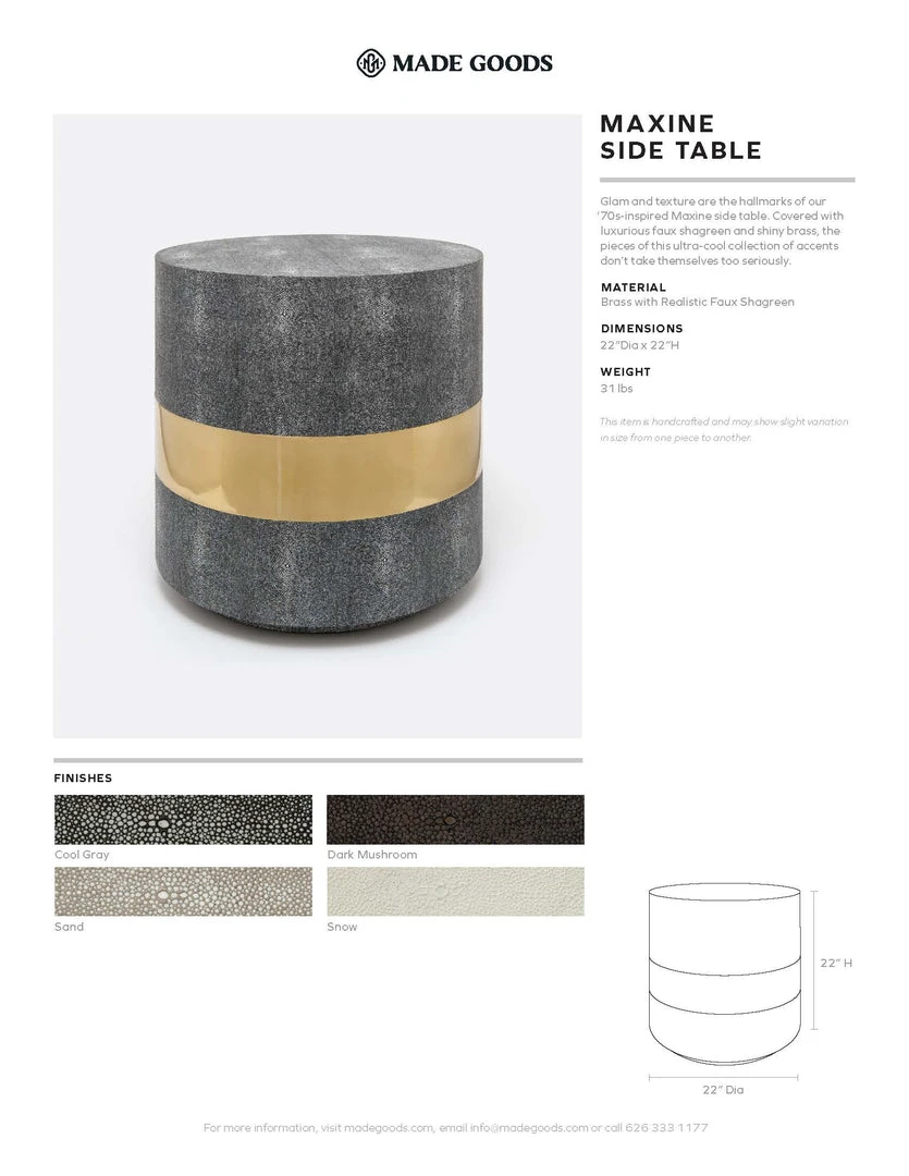 Made Goods New Arrivals Maxine Side Table Brass And Sand Faux Shagreen 3 Made Goods New Arrivals Maxine Side Table Brass And Sand Faux Shagreen