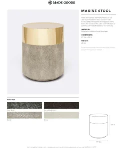 Made Goods New Arrivals Maxine Stool Brass And Snow Faux Shagreen