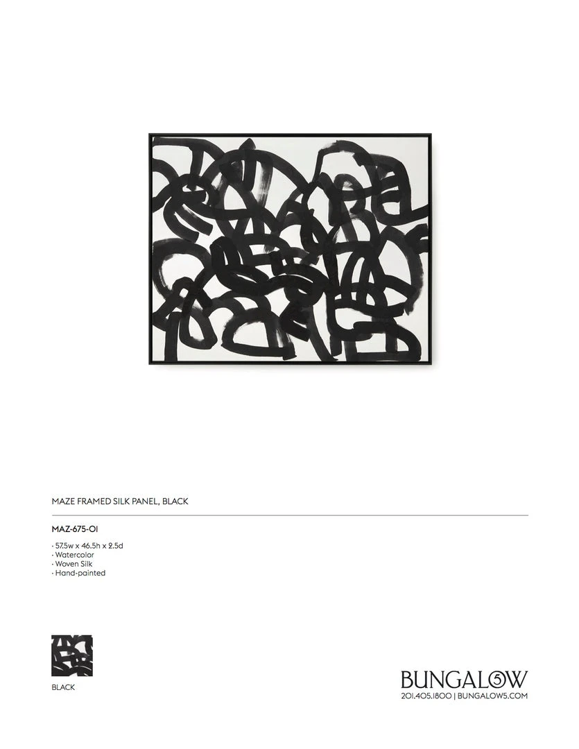 Bungalow 5 Maze Framed Silk Panel Black 6 Bungalow 5 Maze Framed Silk Panel Black