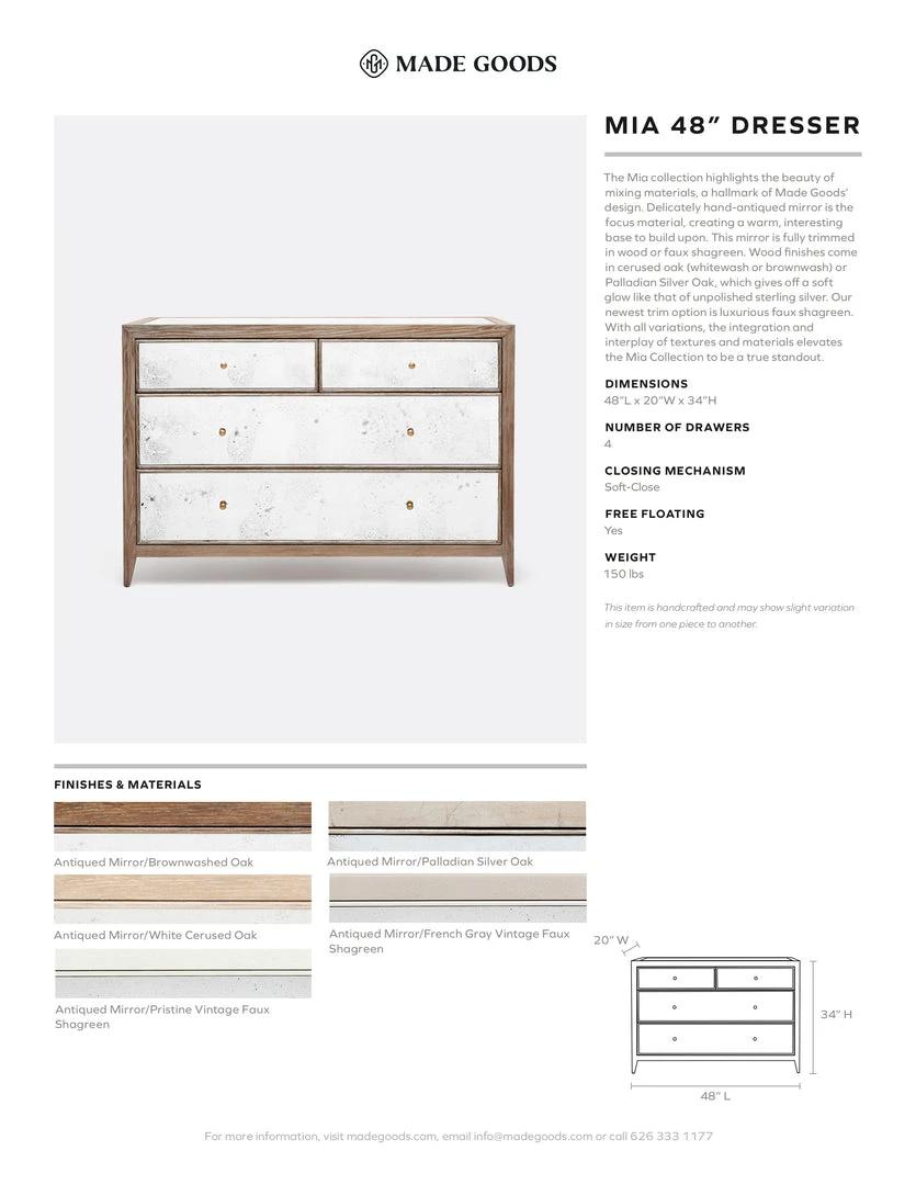 Made Goods Mia 48" Dresser Palladian Silver New Arrivals 4 Made Goods Mia 48" Dresser Palladian Silver New Arrivals