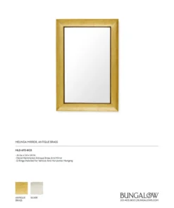 Bungalow 5 Melinda Rectangular Mirror Antique Brass