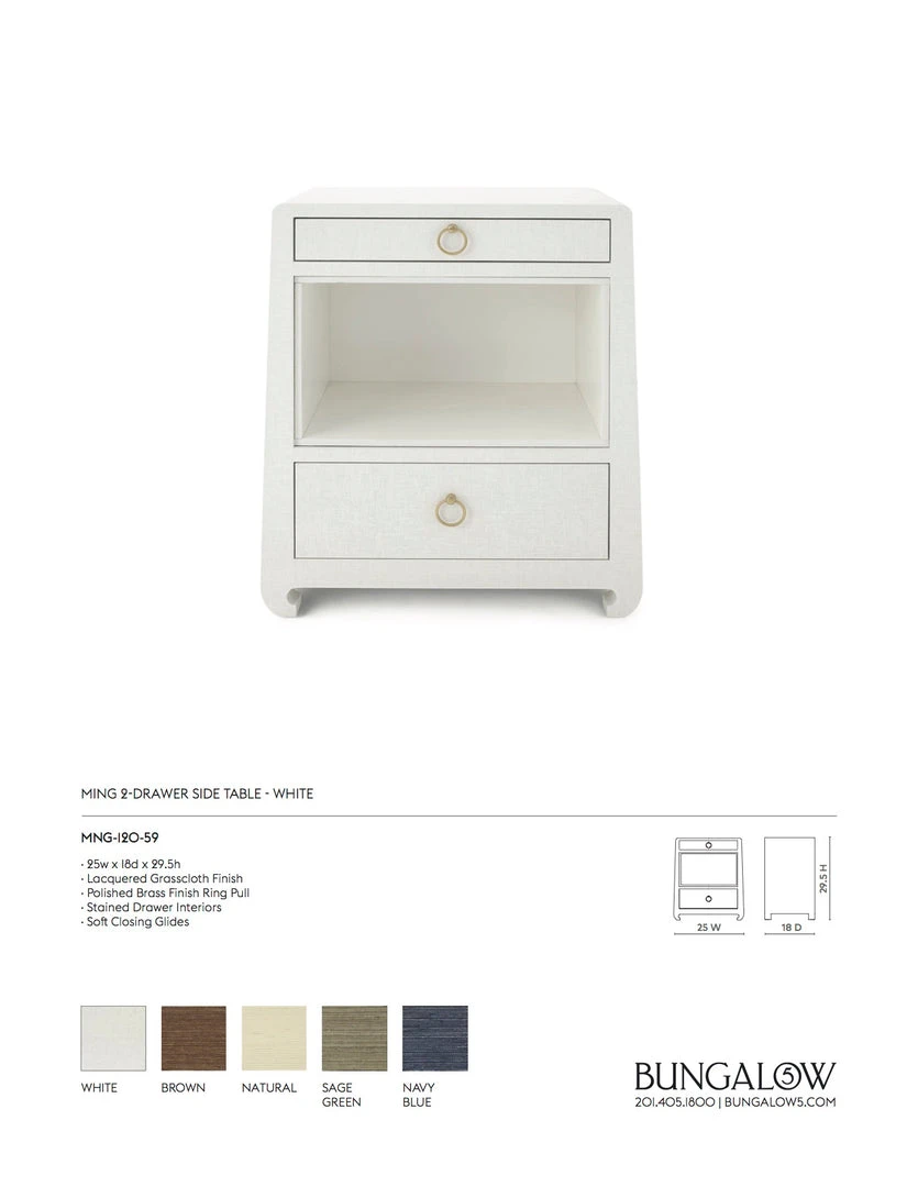 Bungalow 5 Ming 2 Drawer Side Table White New Arrivals 5 Bungalow 5 Ming 2 Drawer Side Table White New Arrivals